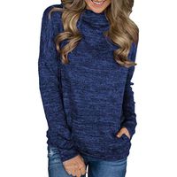 Keliay Bargain Women Cowl Neck Striped Long Sleeve Drawstring Pullover Top Sweatshirt Pockets