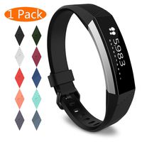 KingAcc Compatible Replacement Bands for Fitbit Alta HR, Fitbit Alta, Silicone Fitbit Alta HR Band Alta Band, Buckle Wristband Strap Women Men (1-Pack, Black, Large)