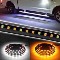 Truck LED Running Board Light Amber Side Marker Kit with White Courtesy Lights for Extended & Crew Cab 2pcs 70Inch Light Bar Strip for Pickup Trucks SUV Cars and Work Van (70Inch Board)