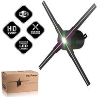 HOLOMOX 2019 New 19.6 Inch with 4 Blades! 3D Hologram Advertising Display Fan, iOS Android WiFi Cloud Cluster, High Res, Hundreds of 3D Videos, Holographic Projector Ideal for Any Retail Store.