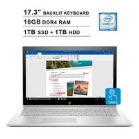 2019 Newest HP Envy 17.3 Inch FHD Touchscreen Laptop (Intel 4-Core i7-8550U up to 4GHz, 16GB RAM, 1TB SSD + 1TB HDD, NVIDIA MX150 2GB, Backlit Keyboard, DVD, WiFi, Bluetooth, HDMI, Win10) (Renewed)