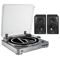Audio-Technica AT-LP60-USB Fully Automatic Belt-Drive Stereo Turntable with Tascam VL-S3BT Bluetooth Monitors