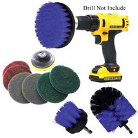 VacFit 10 Piece Power Scrubber Drill Brush Attachment Set for Cleaning (Blue)