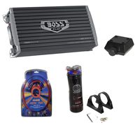 Boss AR1600.2 1600W 2-Ch Car Amplifier + Remote + 2.0 Farad Cap + 4 Ga Amp Kit