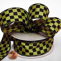 1/2" X 10 Yards 1Green Checkered Fabric Ribbon Width 1 1/2"