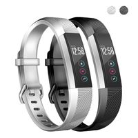 Wekin Replacement Silicone Sport Bands Compatible for Alta and Alta HR Fitness Tracker, Breathable Accessory Bracelet Strap Wristband for Women Men (Small(5.5"-6.7"), Silver/Black)