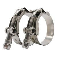 Roadformer 2.25" T-Bolt Hose Clamp - Working Range 64mm - 71mm for 2.25" Hose ID, Stainless Steel Bolt, Stainless Steel Band Floating Bridge and Nylon Insert Locknut (64mm - 71mm, 2 pack)