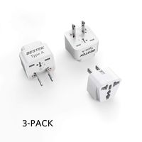 BESTEK Japan Travel Plug Adapter, Grounded Universal Type A Plug Adapter JP to US Adapter - Ultra Compact for US, Japan, China Phones, Laptops, Camera Chargers and More, 3 Pack