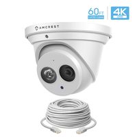 Amcrest UltraHD 4K Outdoor Security IP Turret PoE Camera, 164ft NightVision, 2.8mm Lens, IP67 Weatherproof, MicroSD Recording (128GB), Cat5 60 Foot Ethernet Cable (IP8M-T2499EW-28MM-CAT5ECABLE60)