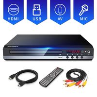 Sandoo DVD Player, All Region DVD CD/Disc Player For TV With HDMI/AV output, HDMI/AV cables included, HD 1080P, Supports USB/MIC, Built-in PAL/NTSC System, Coaxial Port and Remote Control