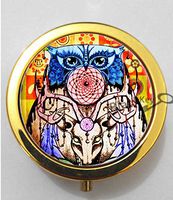 BlackKey Fancy Comic Cartoon Owls 3-Compartment Decorative Pocket Gift Box Case Organizer for Pill, Color 2 -186