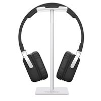 Headphone Stand Headset Holder New Bee Earphone Stand with Aluminum Supporting Bar Flexible Headrest ABS Solid Base for All Headphones Size (White)