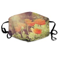 YUIOP Vintage Poppy Flower in The Rain Printed Mask Neutral Mask for Men and Women Polyester Dust-Proof Breathable Mask