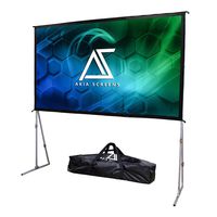 Akia Screens 145 in Indoor Outdoor Portable Projector Screen with Stand Carry Bag 16:9 8K 4K Ultra HD 3D Home Theater Adjustable Height Foldaway Easy Snap Aluminum Silver Projection Screen AK-OS145H1