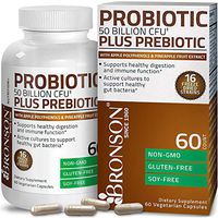Bronson Probiotic 50 Billion CFU + Prebiotic with Apple Polyphenols & Pineapple Fruit Extract for Women & Men Non-GMO Gluten-Free Soy-Free, 60 Vegetarian Capsules