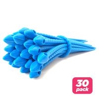 Reusable Silicone Cable Twist Ties Organizer Perfect for Cord Management, Electronics Wire Strips, Kitchen, Garden Rubber Wraps and Gear Zip Tie Straps (7 inches, Non-Velcro) 30-pack - Blue