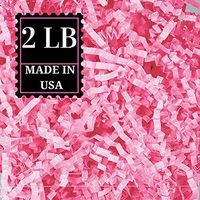 Crinkle Cut Paper Shred Filler for Packing and Filling Gift Baskets, Natural Craft Bedding in Brown Kraft Red Pink White Green Yellow Blue and White … (2 LB, Pink)
