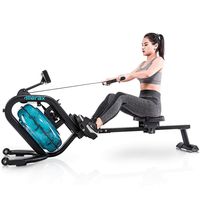 Merax Water Rowing Machine - Fitness Indoor Water Rower with LCD Monitor Home Gym Equipment (Black)