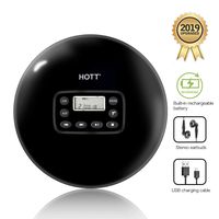 Portable CD Player,Rechargeable Personal Compact Disc Player Walkman with LCD Display Stereo Headphones and USB Charging Cable with Shockproof Function