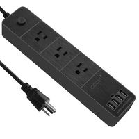Power Strip with USB, Desk Power Strip Built in Tamper Resistance and Switch, 3 AC Outlet and 4 USB Charging Ports and Extension Cord, 120V/15A, 5V/2.1A