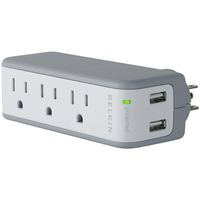 Belkin Mini 5W 3-Outlet Swivel Travel Charger with Dual USB Ports