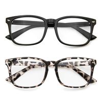 Blue Light Blocking Glasses 2 Pack Anti Eye Strain Minimize Headache UV Blocking Computer Reading Gaming Eyeglasses, Men/Women (Black&Leopard)