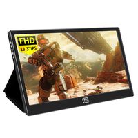 13.3 Inch Portable Monitor, Gaming Monitor IPS 1080P 16:9 Display Screen with HDMI USB C Interface Dual Speakers for Laptop Mac Cellphone PS3 PS4 Xbox Raspberry Pi Windows 10 Mini PC