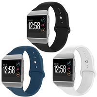 OenFoto Sport Bands Compatible Fit bit Ionic, Soft Silicone Wristband Replacement Watch Band Strap Accessory Bracelet for Fit bit Ionic Smart Watch, Black/White/Slate Large