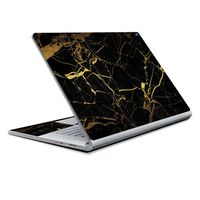 MightySkins Skin Compatible with Microsoft Surface Book 2 13" (2017) - Black Gold Marble | Protective, Durable, and Unique Vinyl Decal wrap Cover | Easy to Apply, Remove | Made in The USA