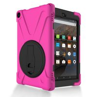Wensltd Rubber Hybrid Hard Case Cover Stand Holder For Amazon Kindle Fire HD 8 2016 (hot pink)