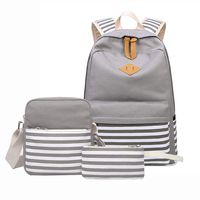 Canvas Backpack Set, YiMiky 3 PCS Casual School Backpack Outdoor Travel Laptop Backpacks for Teen Girls Boys Canvas School Bags for Teenagers Backpack Shoulder Bag Pencil Case - Gray