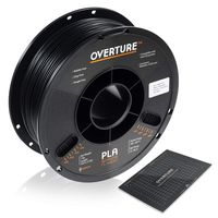 OVERTURE PLA Filament 1.75mm with 3D Build Surface 200mm × 200mm 3D Printer Consumables, 1kg Spool (2.2lbs), Dimensional Accuracy +/- 0.05 mm, Fit Most FDM Printer, Black