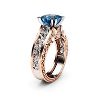 Ring, Balakie Lady Floral Transparent Diamond Flower Vine Leaf Rings Wedding Gift (Dark Blue, 7)