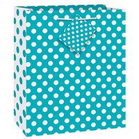 Teal Polka Dot Gift Bag, 9" x 7"