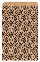 100 pcs 4" x 6" Damask Paper Gift Bags Shopping Sales Tote Bags Brown with Black Damask Design