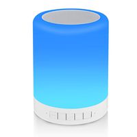 REAWUL Touch Bedside Lamp with Bluetooth Speaker Table Night Light 3 Touch Dimmable Modes and 7 Colors to Switch, Gift for Women Men Teens Kids