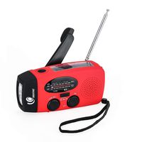 Great One Emergency Hand Crank Self Powered AM/FM NOAA Solar Weather Radio with LED Flashlight, 1000mAh Power Bank for iPhone/Smart Phone 088 red