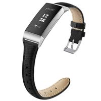 NAHAI Bands Compatible with Fitbit Charge 3 / Charge 3 SE, Slim Narrow Breathable Canvas Fabric Replacement Bands Thin Sport Strap Accessories for Fitbit Charge 3, Women Men, Small, Black