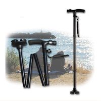 JIN Old People Crutches Multi-Function Led Light Aluminum Alloy Collapsible Medical Insurance Crutch