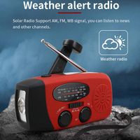 Volwco Emergency Solar Hand Crank Portable Radio, Solar Crank NOAA Weather Radio for Emergency with AM/FM, Flashlight, 1000mAh Power Bank USB Charger