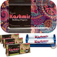 Kashmir Rolling Papers (3) Organic Hamp 1 ½ with 78 Roller & Cool Trays – 5 Items Bundle (Hippie)
