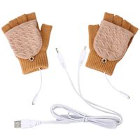Unisex USB Heated Gloves, Winter Full & Half Fingers Warmer Laptop Gloves Mittens for Women Men Girls Boys- Best Winter Gift Choice (Yellow + Beige)