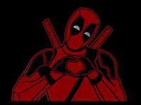Art's Deadpool Making Heart Sign New Design Car Truck SUV Laptop Mac Toolbox Wall Window Decal Sticker 5.5 Inches Red and Silver Eyes