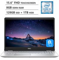 2019 Newest Dell Inspiron 15.6" Full HD LED-Backlit Touchscreen Laptop, Intel Core i5-8265U Processor up to 3.9GHz, 8GB RAM, 128GB M.2 SSD + 1TB HDD, Backlit Keyboard, Wireless-AC, Windows 10, Silver