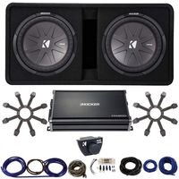 Kicker 43DCWR122 12" CompR Box w/ 43CXA12001 Amplifer Grills Bass Knob & Kit