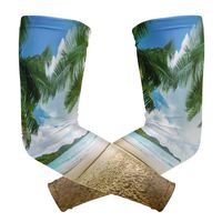 LEVEIS Beaches Clouds Sea Trees Arm Sleeves UV Protection for Men Women Sunblock Protective Gloves Running Golf Cycling Driving Long Arm Cover 1 Pair