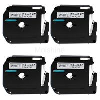 Molshine Compatible Non-Laminated M Tape,Replacement for Brother P-Touch M231 MK231 M-K231, Black on White,12mm x 8m(1/2 inch x 26.2 feet),4 Pack