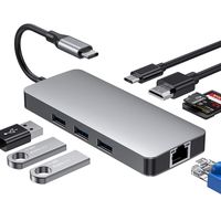 USB C Hub 8 in 1, Type c to 4K HDMI Adapter, 3 USB 3.0 Ports, SD TF Card Reader Slots, Gigabit LAN Ethernet Network Converter Compatible with MacBook Pro 2019/2018/2017, MacBook Air, iPad Pro, etc