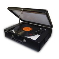 Jensen Portable Stereo Turntable with Audacity Software Suite & Built-In Speakers and Fully Automatic Return Tone Arm, USB Port with Auxiliary Input Jack with Cable Included