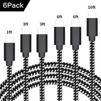 YaLiu USB Type C Cable 6Pack (1/3/3/6/6/10FT), Fast Charging Nylon Braided Charger Cord for Samsung Galaxy S10 S10+ S10e S9 Note 10 9 8 A10e A20 A20e A30 A50 LG Stylo 5 4 4+ Moto G6 Plus G7 Power
